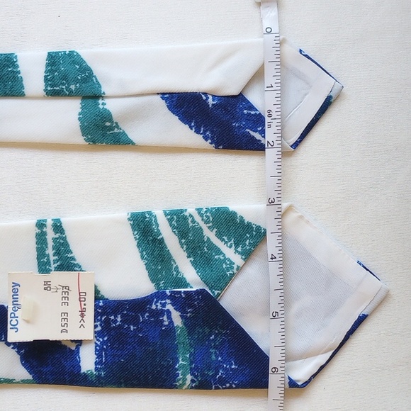 NWT Vintage 70s Prince Kuhio Tie 54" Made In Hawaii Blue Floral Motif - Picture 5 of 8